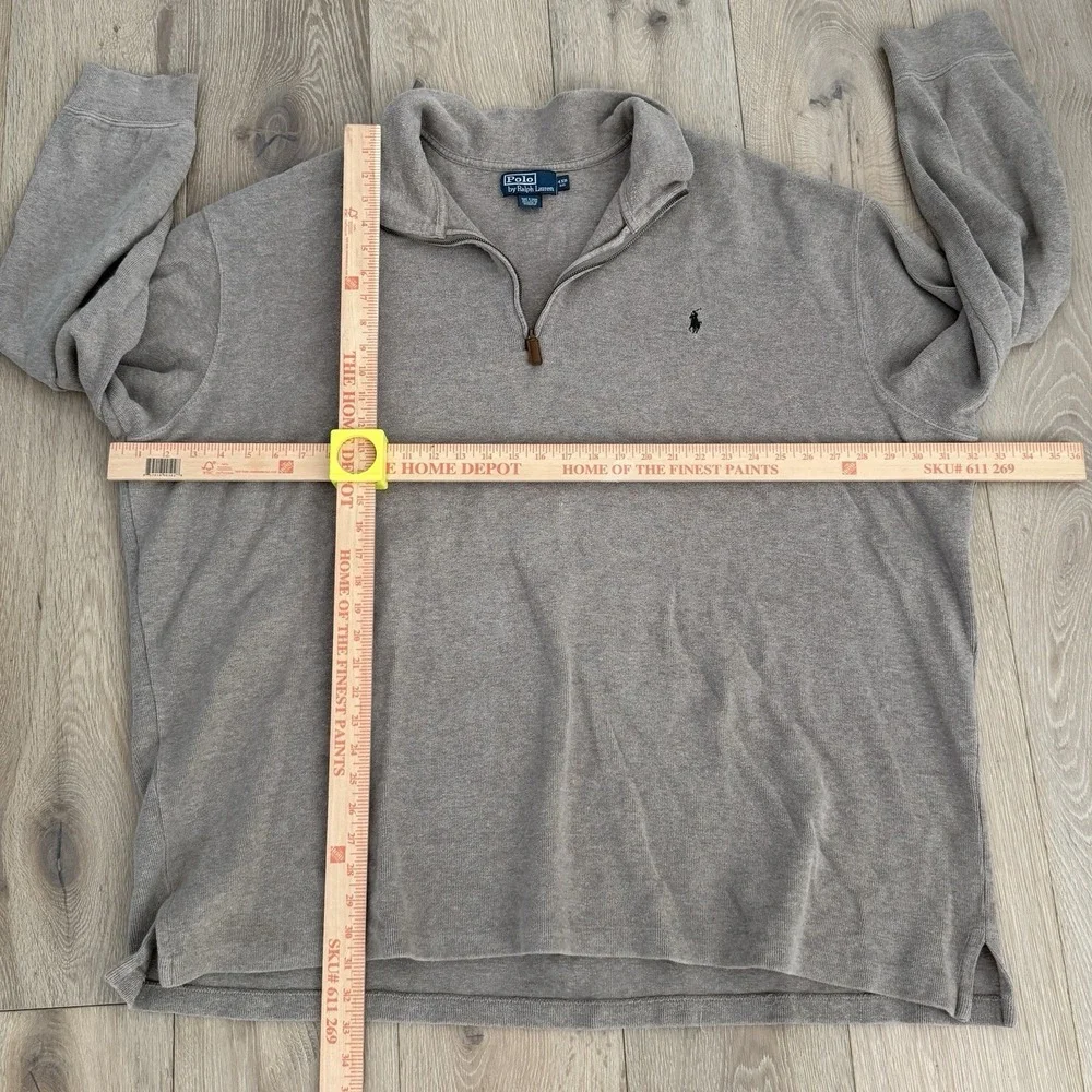 Polo Ralph Lauren Sweater Mens 4XB Big Beige Quarter Zip Mock Neck Cotton Pony